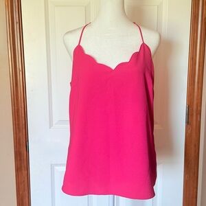 J. Crew Hot Pink Scallop Neck Spaghetti Strap Camisole